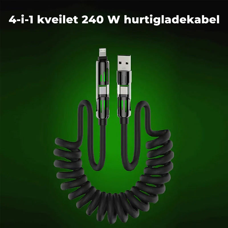 4-i-1 kveilet 240 W hurtigladekabel