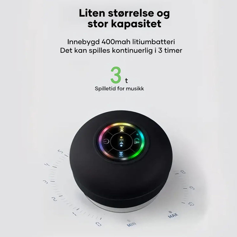 Mini Bluetooth-dusjhøyttaler med LED-lys