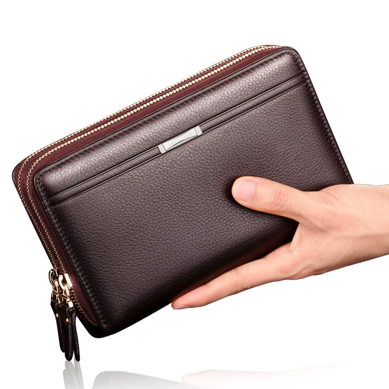 Men’s Double Zipper Clutch med flere kortspor