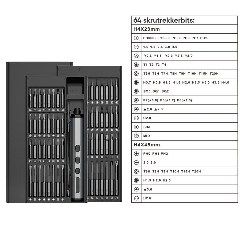 68 i 1 Mini Precision elektrisk skrutrekkersett