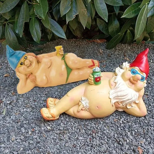 Naughty Garden Gnome Funny Statue