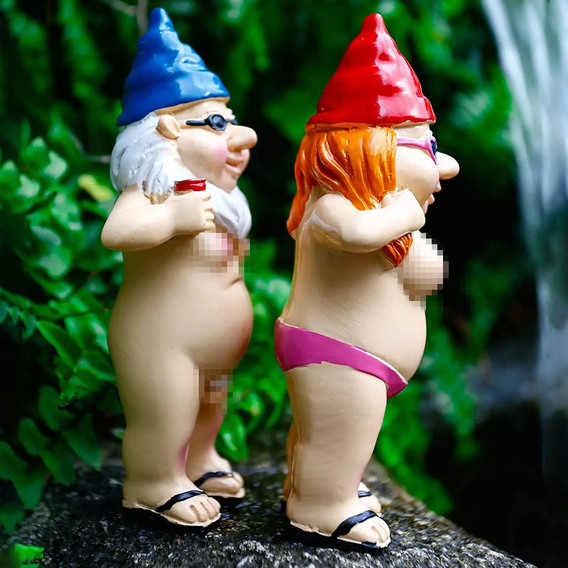 Naughty Garden Gnome Funny Statue