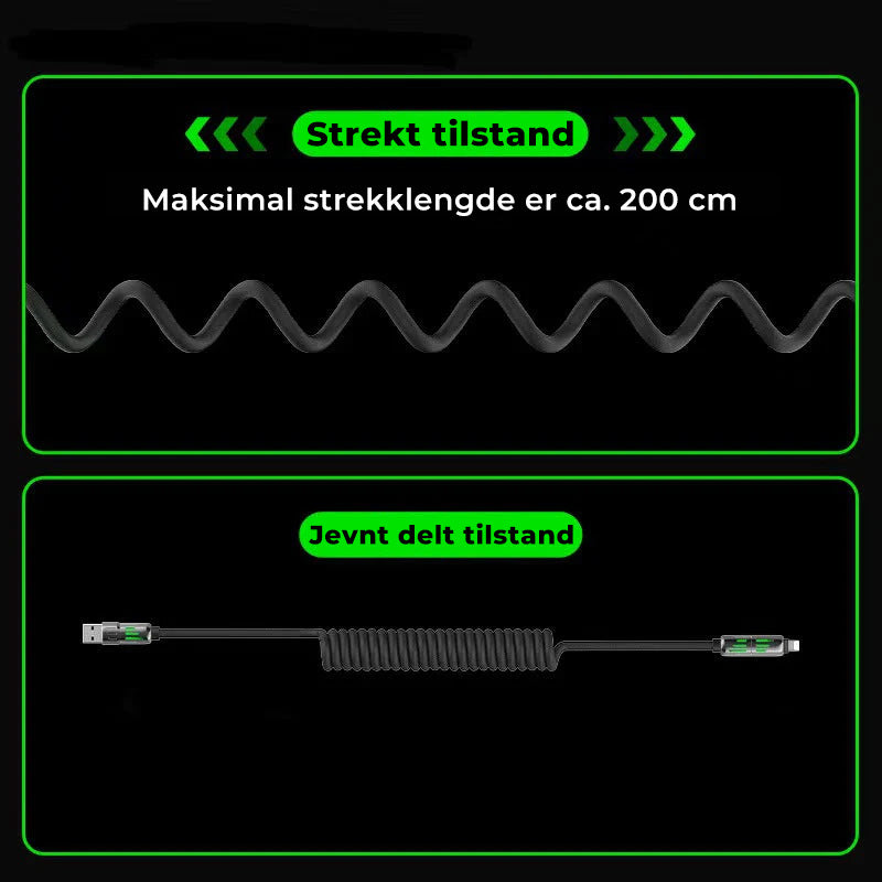 4-i-1 kveilet 240 W hurtigladekabel