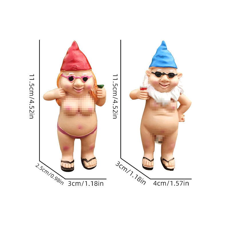 Naughty Garden Gnome Funny Statue