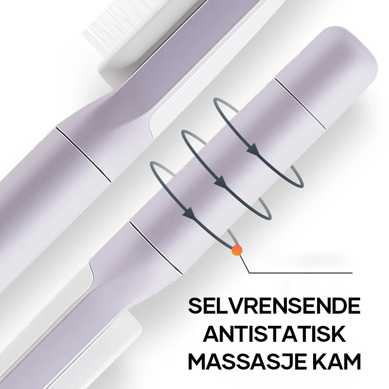 Selv-rensende antistatisk massasje-kam