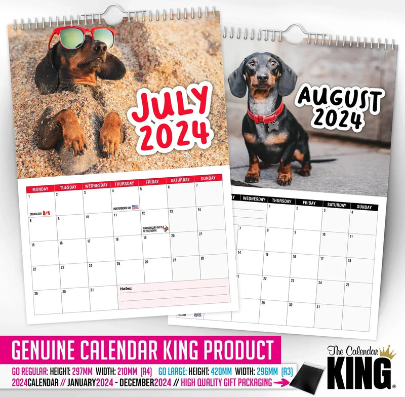 Frekke dachshunder - 2024 Veggkalender