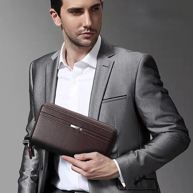 Men’s Double Zipper Clutch med flere kortspor