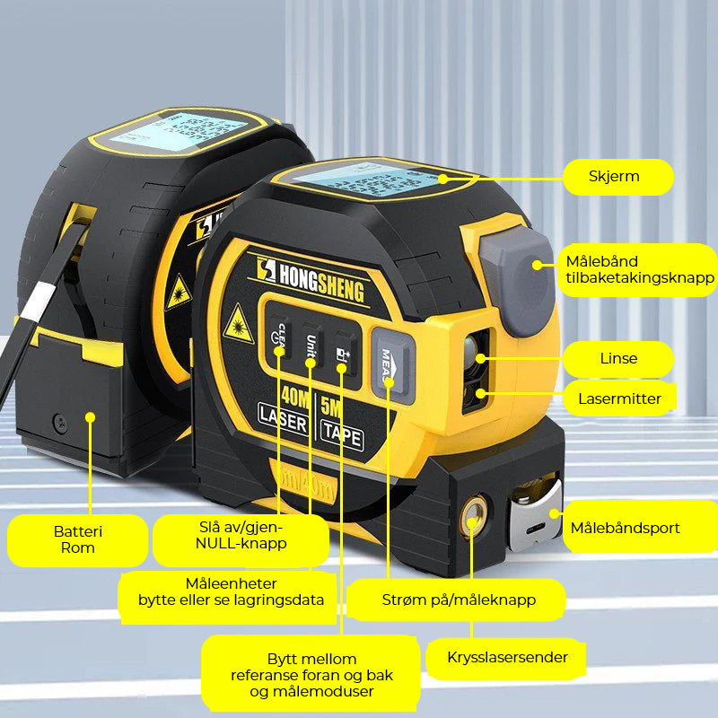 3-i-1 infrarød laserbåndmåling