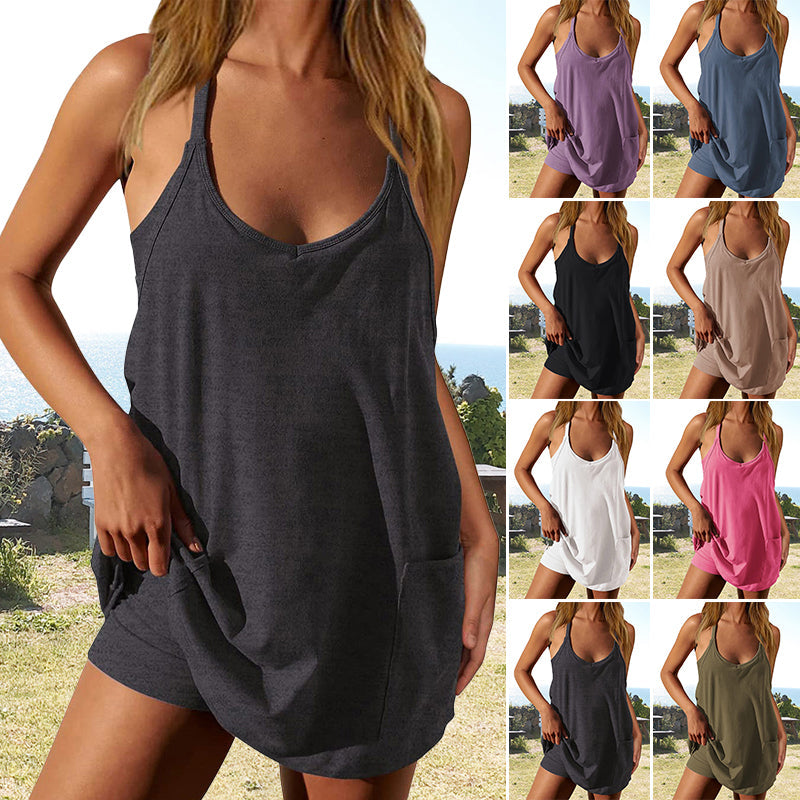 Dame Camisole Topp i ett stykke shorts Jumpsuit Casual Sett