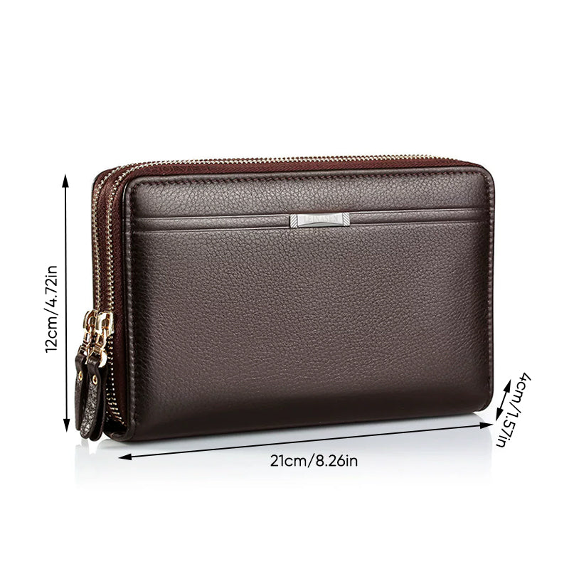 Men’s Double Zipper Clutch med flere kortspor