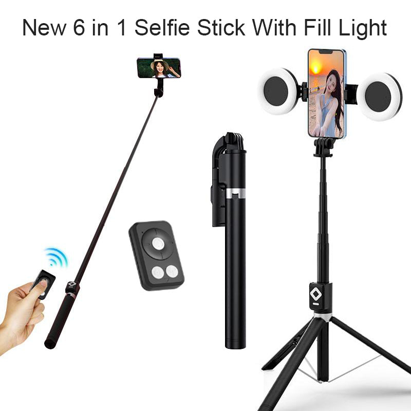 Ny 6 i 1 Selfie Stick med fylllys