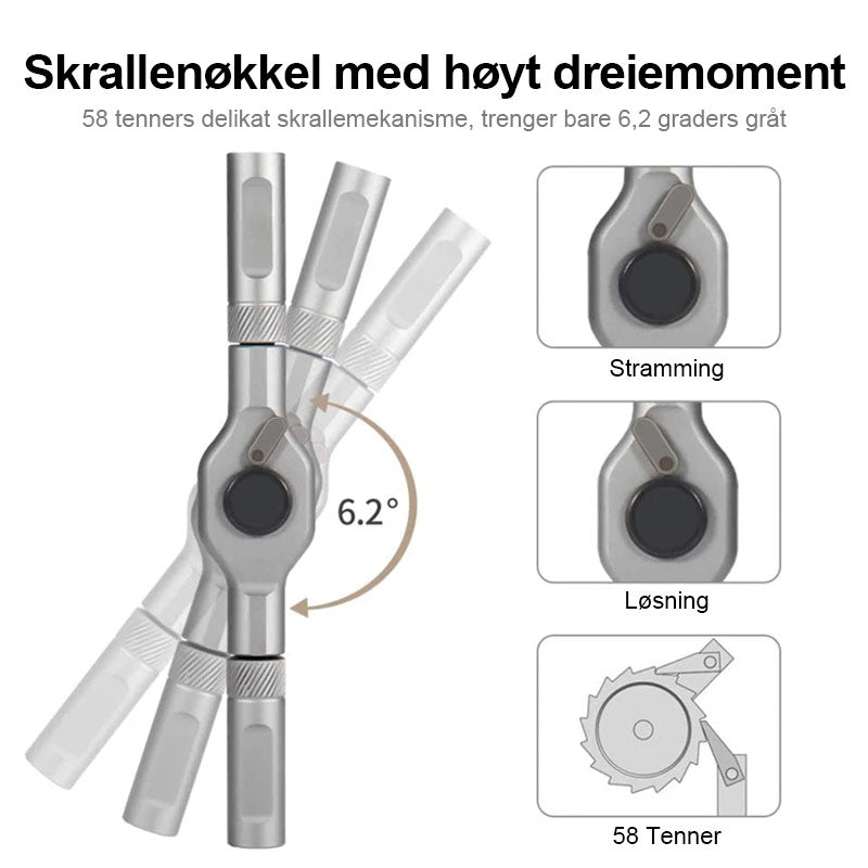 Roterende skrutrekker- og skrallesett