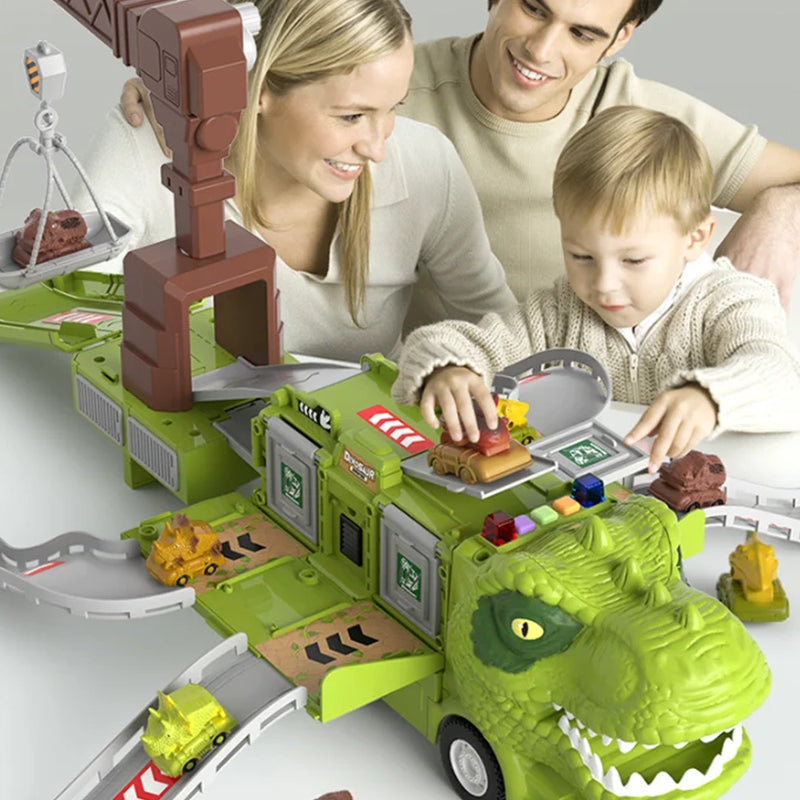 🦖Nytt Dinosaur Transforming Engineering Truck Track-lekesett med lys og musikk