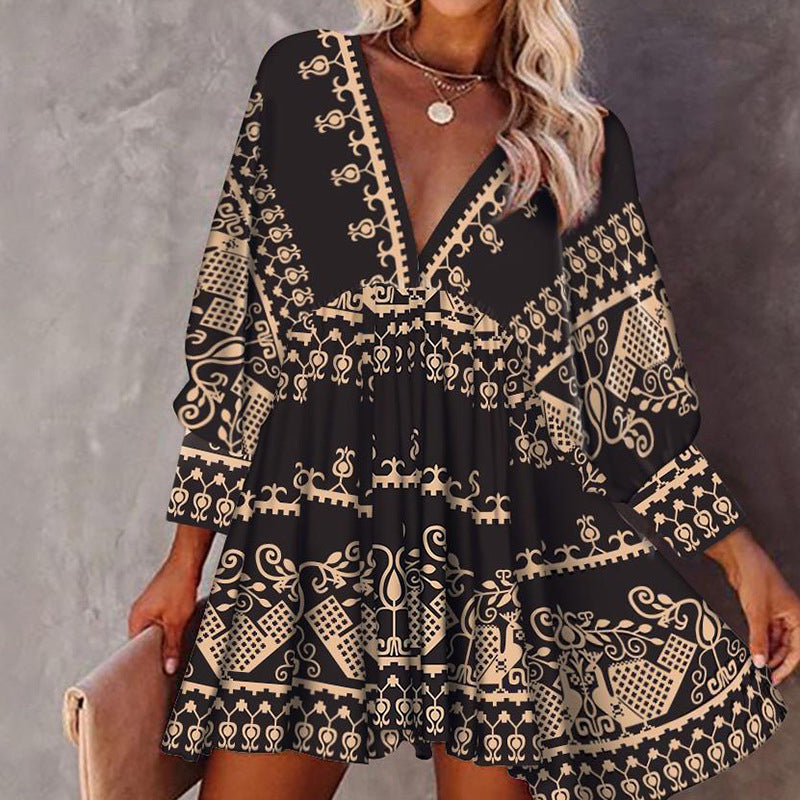 Over-kneet kjole med boho-stil