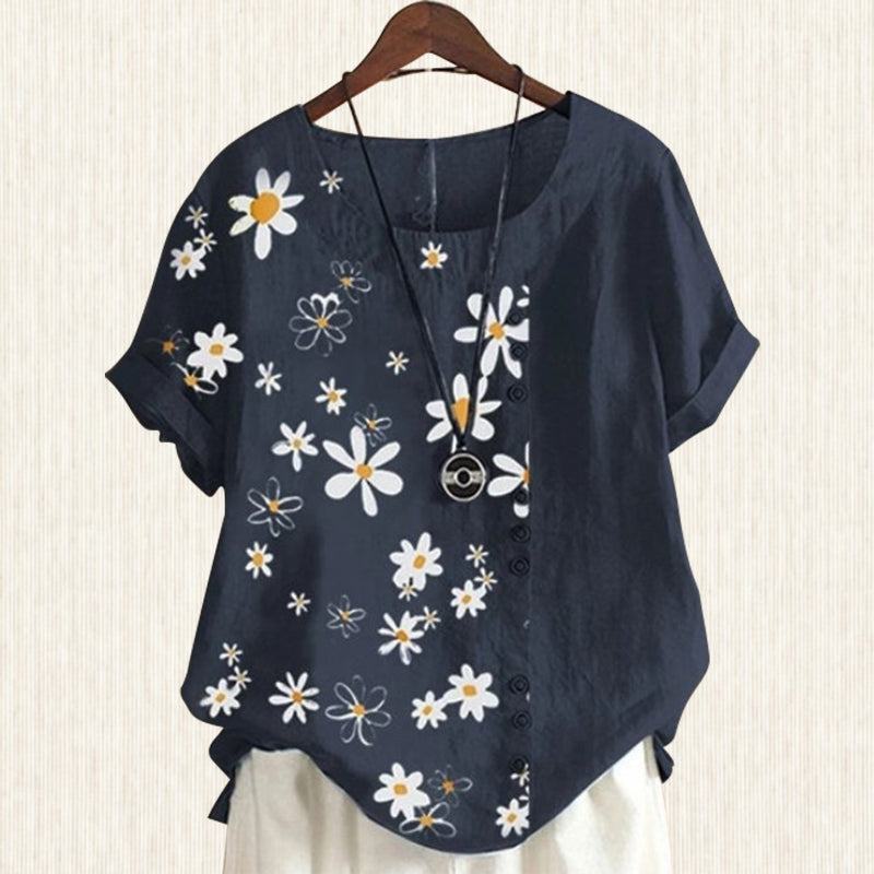 Bluse med tusenfryd print