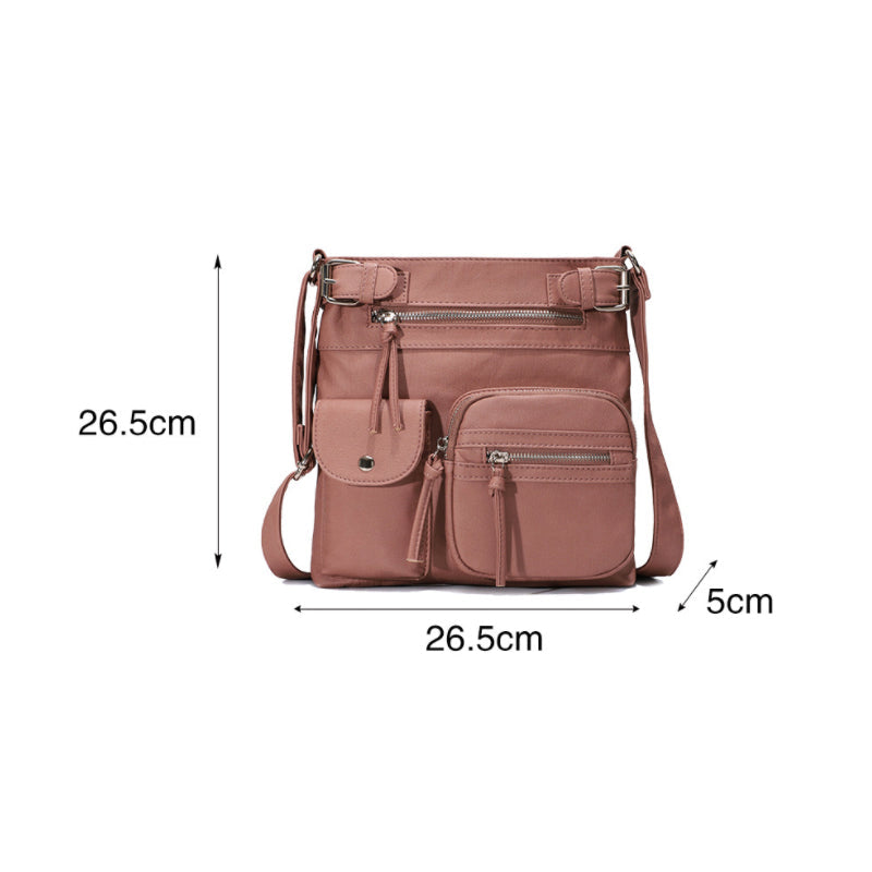 Myk crossbody-veske med flere lommer