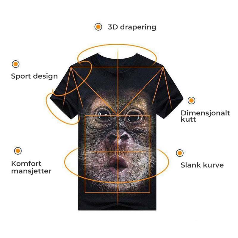 Morsom Gorilla 3D T-skjorte