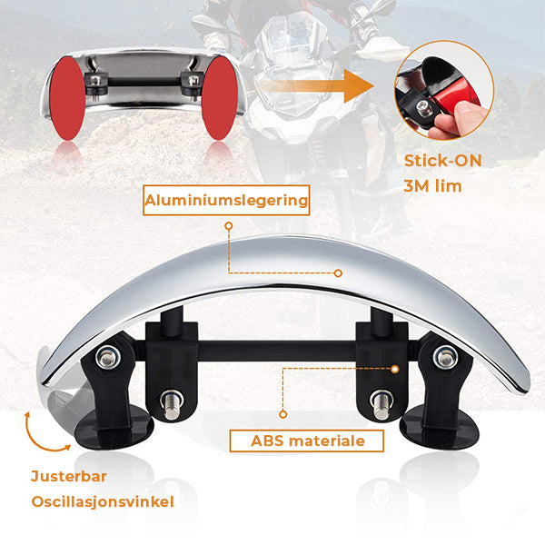 180° sikkerhetsspeil for motorsykkel