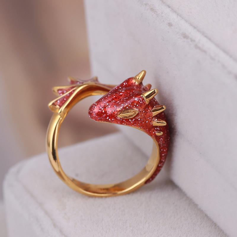 Dragon Ring With Red Cubic Zirconia, Sterling Silver, Dragon Jewelry - Etsy