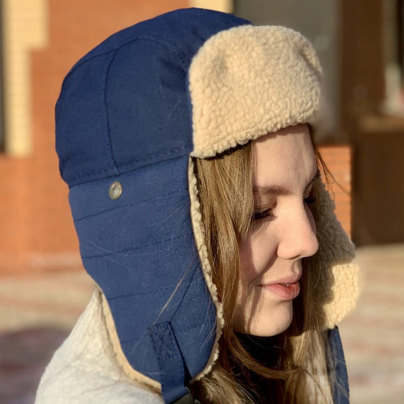 Vintage ear protection fleece hat