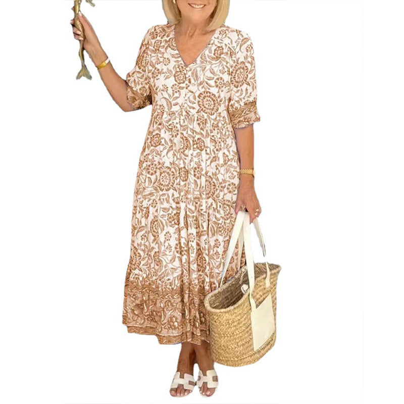 Lady Summer V-hals Bohemian Dress