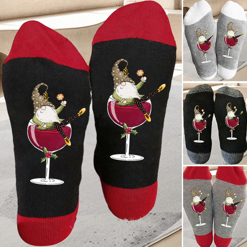 Gnome Wine Glass Unisex Crew Sokker