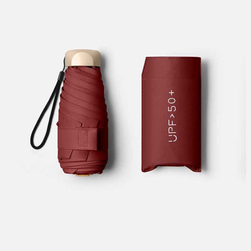 Mini Satchel Card Six-fold Umbrella